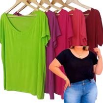 T-Shirts Blusa Podrinha Camisa Plus Size Moda Neon Verão Casual Básica G1.G2.G3.G4