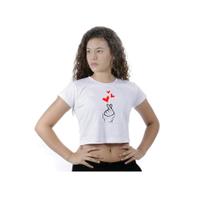 t shirts feminino cropeed coração coreano