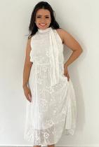 T0126-Vestido Festa Luxo Midi Faixa Gola Cintura Marcada 4n2217 T0126-Vestido Festa Luxo Midi Faixa Gola Cintura Marcada 4n2217