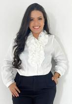 T0130-Camisa Social Feminina Elegante Babado Botões 4n0605 T0130-Camisa Social Feminina Elegante Babado Botões 4n0605