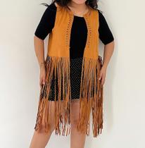 T0140-Colete Feminino Boho Midi Marrom Preto Azul Franjas Festa Carnaval Liso Rodeio Country T0140-Colete Feminino Boho Midi Marrom Preto Azul Franjas Festa Carnaval Liso Rodeio Country