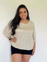 T0147-Blusa Festa Luxo Réveillon Plus Size Moderna Brilho 4n2212 T0147-Blusa Festa Luxo Réveillon Plus Size Moderna Brilho 4n2212