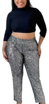 T0153-Calça Cintura Alta Brilhante Brilho Lantejoulas 4d0617 T0153-Calça Cintura Alta Brilhante Brilho Lantejoulas 4d0617