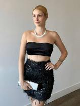 T0163 Saia Festa Luxo Brilhante Franjas Carnaval Balada 5mr1001