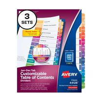 Tab Dividers Avery, de janeiro a 12 de dezembro, para encadernadores de 3 anéis, 3 conjuntos