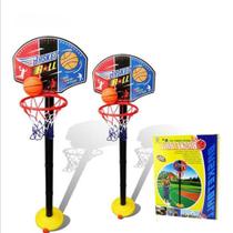 Tabela cesta de basquete rede infantil desmontavel regulavel até 115cm com bola e bomba criança