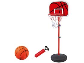 Tabela de Basquete Cesta Infantil Ajustável 1,39m com Bola Bomba Rede DM Toys DMT5092