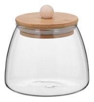 TABLE POTE 10x11x11cm 450ml BOROSILICATO TRANSP TAMPA BAMBU