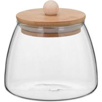 Table Pote 10X11X11Cm 450Ml Borosilicato Transp Tampa Bambu