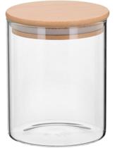 TABLE POTE 12x10x10cm 770ml BOROSILICATO TRANSP COM TAMPA BAMBU