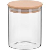 Table Pote 12X10X10Cm 770Ml Borosilicato Transp Com Tampa Bambu