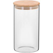 TABLE POTE 18x10x10cm 1,2L BOROSILICATO TRANSP COM TAMPA BAMBU