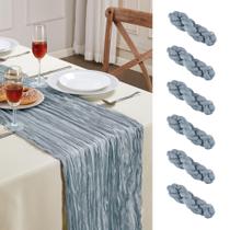 Table Runner AGIRL, pacote com 6, azul, 89x305 cm, gaze boho