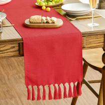 Table Runner Artoid Mode 33x183 cm, borla vermelha, estilo rústico