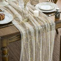 Table Runner Artoid Mode Beige Gold Gauze 3m para festa em casa