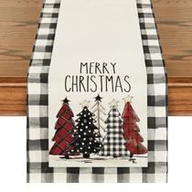 Table Runner Artoid Mode em aquarela Buffalo Plaid Christmas