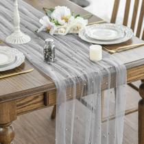 Table Runner Artoid Mode Pearl Grey Gauze 3m, decoração sazonal