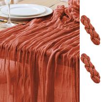 Table Runner Asee'm, 2 peças de gaze boho de terracota 89 x 305 cm Table Runner Asee'm, 2 peças de gaze boho de terracota 89 x 305 cm