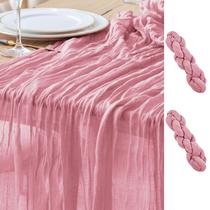 Table Runner Asee'm, 2 peças de gaze boho rosa de 89 x 305 cm