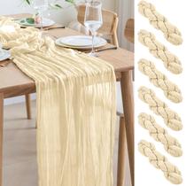 Table Runner Asee'm Cheesecloth 3 m, bege, boho, rústico, 6 unidades