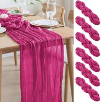 Table Runner Asee'm Cheesecloth 3m Fuchsia Boho Rustic x6