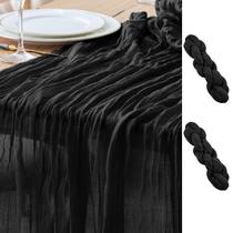 Table Runner Asee'm Cheesecloth, gaze boho preta de 3 m de comprimento