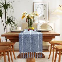 Table Runner Chassic Rustic Farmhouse Style Linen 2,7 m azul Table Runner Chassic Rustic Farmhouse Style Linen 2,7 m azul