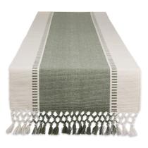 Table Runner DII Dobby Stripe, tecido 33x183cm, algodão e alcachofra Table Runner DII Dobby Stripe, tecido 33x183cm, algodão e alcachofra