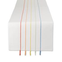 Table Runner DII Tassel Stripe 14x72" branco e algodão arco-íris Table Runner DII Tassel Stripe 14x72" branco e algodão arco-íris