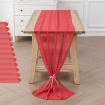 Table Runner flohar Chiffon 29x300cm Sheer Romantic Red x12