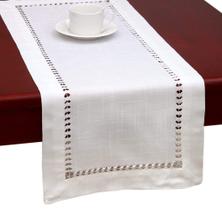Table Runner Grelucgo feito à mão com bainha costurada em linho branco 36x183cm Table Runner Grelucgo feito à mão com bainha costurada em linho branco 36x183cm