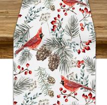 Table Runner JanjCurt Christmas Bird Winter Xmas Red 33x152cm