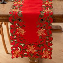 Table Runner Joyfol Day Red Poinsettia 35x218 cm bordada Table Runner Joyfol Day Red Poinsettia 35x218 cm bordada