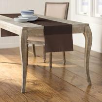 Table Runner LA Linen Poliéster Poplin 35x275cm Marrom