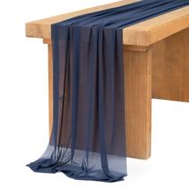 Table Runner Ling's Moment azul marinho em chiffon transparente 4,3 m Table Runner Ling's Moment azul marinho em chiffon transparente 4,3 m