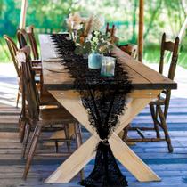 Table Runner Pardecor, 305 cm, renda floral preta, pacote com 2