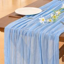 Table Runner Socomi Cheesecloth Blue 3 peças de 3 m para festa de casamento