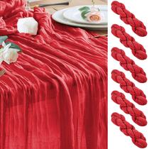 Table Runner Wokceer Cheesecloth Christmas 10 pés vermelha, pacote com 6