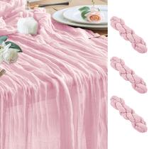 Table Runner Wokceer, pacote com 3, 89x305 cm, gaze rosa corada Table Runner Wokceer, pacote com 3, 89x305 cm, gaze rosa corada