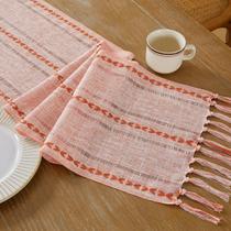 Table Runner Wracra Fall Linen Farmhouse 183 cm com borlas manuais Table Runner Wracra Fall Linen Farmhouse 183 cm com borlas manuais