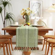 Table Runner Wracra Rustic Hemstitch Linen 183 cm com borlas