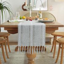 Table Runner Wracra Rustic Hemstitch Linen 230 cm com borlas