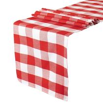 Table Runners ShinyBeauty Checkered vermelho/branco 180x36cm, pacote com 4