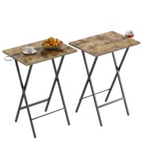 TABLE VECELO Conjunto dobrável de 2 mesas de lanche portáteis com porta-copos