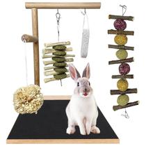 Tablero de Rascar de Madera para Pequeñas Mascotas con Juguete de Conejo Kathson
