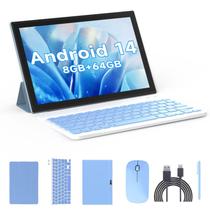 Tablet 2 em 1 ZZB 10.1" Android 14 8GB RAM 64GB Azul + Acessórios