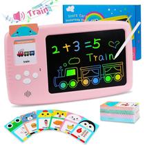 Tablet de desenho de cartões flash falantes para criança - 2 em 1 pré-escola aprendizagem brinquedos educacionais para crianças de 2 a 6 anos, 224 palavras de visão 8" escrita colorida Doodle Board Sensory Travel Toys Girls Presentes de Aniversário - Fabeto