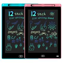 Tablet de escrita LCD AYIYAKE de 12 polegadas, pacote com 2 unidades para crianças azul/rosa