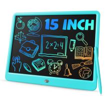 Tablet de escrita LCD TEKFUN de 15 polegadas para crianças com suporte azul