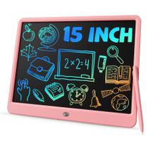 Tablet de escrita LCD TEKFUN de 15 polegadas para crianças de 8 a 10 anos ou mais (rosa)
